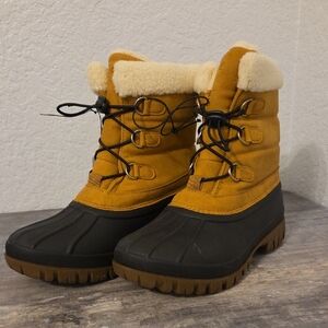 Tan and Black Winter Boots